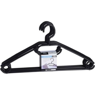Lot de 10 cintres à vêtements noirs à tête tournante - 40 cm