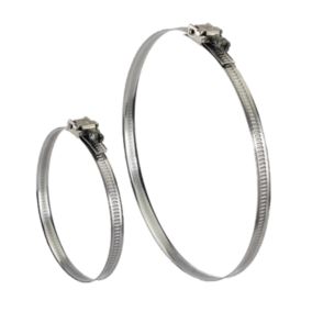 Lot de 10 colliers plats de serrage - fixation inox pour gaines de ventilation - Diamètre (mm) 60 à 325