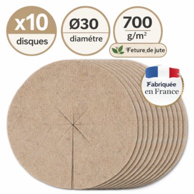 Lot de 10 disques de paillage en feutre de jute 30 cm