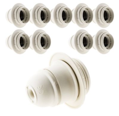 Lot de 10 douilles E27 + bague - Blanc - Zenitech