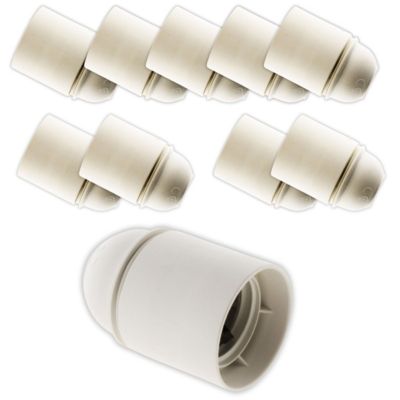 Lot de 10 douilles lisses sans bague E27 - Blanc - Zenitech