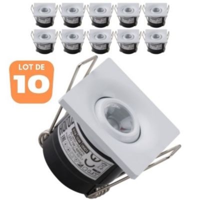 Lot de 10 minis spots LED SILVIA 1W orientable carré blanc