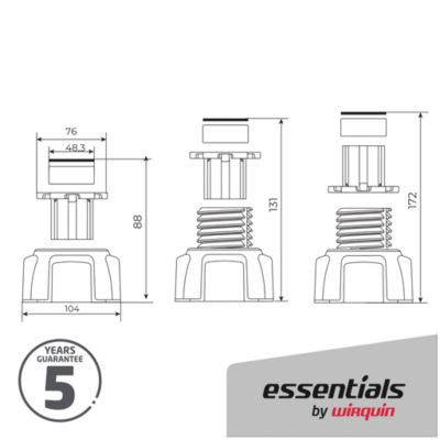 Lot de 10 pieds pour receveur de douche réglables en hauteur de 88 à 172mm WIRQUIN