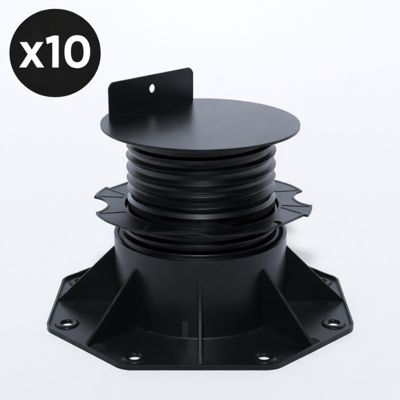 Lot de 10 plots 60-138 mm pour terrasse bois et composite Noir, Unités - 10 plots