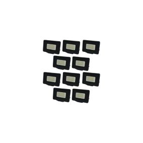 Lot de 10 Projecteurs LED 10W (50W) Noir étanche IP65 800lm - Blanc du Jour 6000K