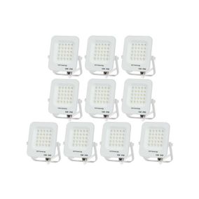 Lot de 10 Projecteurs LED 20W Blanc étanche IP65 1800lm 115W Blanc du Jour 6000K