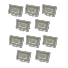 Lot de 10 Projecteurs LED Blancs 20W (100W) étanche IP65 1600lm - Blanc Chaud 2700K