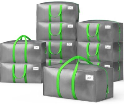 Lot de 10 sacs de demenagement grand format avec sangles et poignee gris VOUNOT