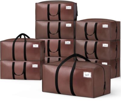 Lot de 10 sacs de demenagement grand format avec sangles et poignee marron VOUNOT
