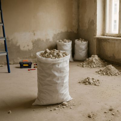 Lot de 10 sacs à gravats réutilisables en polypropylène haute qualité - 55 Kg - Blanc - Linxor