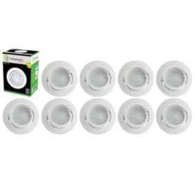 Lot de 10 Spot Led Encastrable Blanc Orientable - LAMPESECOENERGIE - 5W - Blanc Chaud - Diamètre 83mm