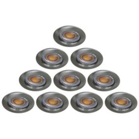 LOT DE 10 SPOT LED FIXE COMPLETE ALU BROSSE BLANC CHAUD 38 degrés