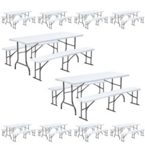 Lot de 10 tables et bancs pliants 180 cm  Oviala