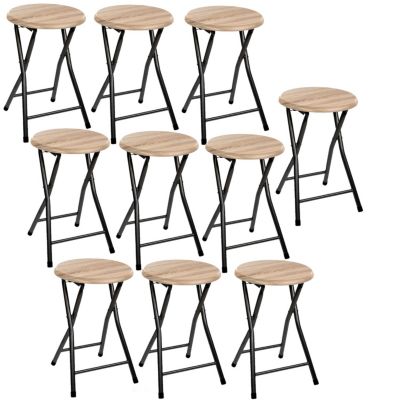 Lot de 10 tabourets pliants en métal Noir, L. 30 x l. 30 x H. 46.5 cm