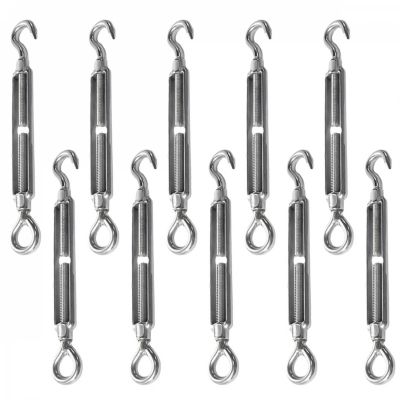 Lot de 10 tendeurs de fil réglables en acier inoxydable - Crochet et oeillet - M6 - Linxor