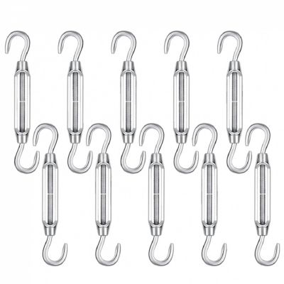 Lot de 10 tendeurs de fil réglables en acier inoxydable - Double crochets - M5 - Linxor