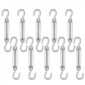 Lot de 10 tendeurs de fil réglables en acier inoxydable - Double crochets - M6 - Linxor