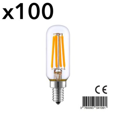 Lot de 100 ampoules filaments LED PLUTON Transparent Verre E14 4W