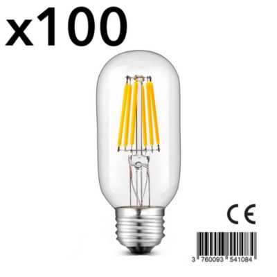 Lot de 100 ampoules filaments LED SEDNA Transparent Verre E27 6W