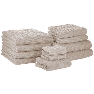 Lot de 11 serviettes AREORA Coton Beige