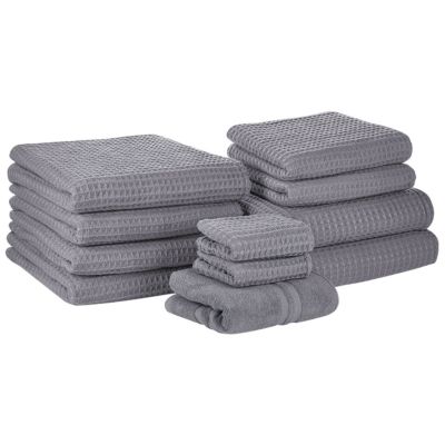 Lot de 11 serviettes AREORA Coton Gris clair