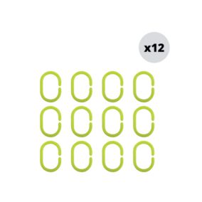 Lot de 12 anneaux pour rideaux de douche Vert MSV