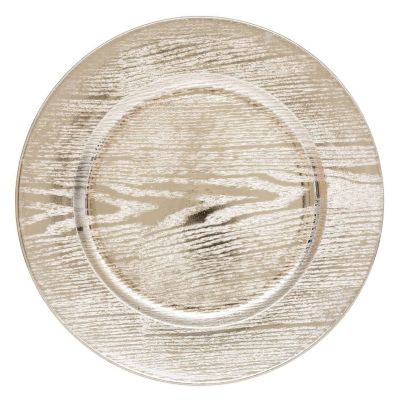 Lot de 12 assiettes de présentation effet bois Or, H. 1.7 cm