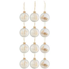 Lot de 12 Boules de Noël "Brindilles" 8cm Transparent