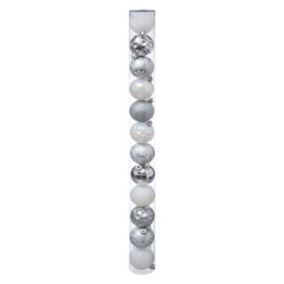 Lot de 12 Boules de Noël "Polaire" 6cm Blanc & Argent