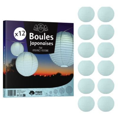 Lot de 12 Boules Japonaises Aquamarine 20 cm