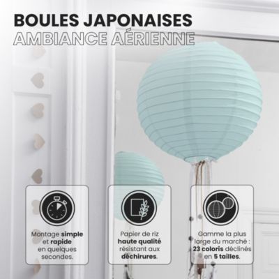 Lot de 12 Boules Japonaises Aquamarine 20 cm