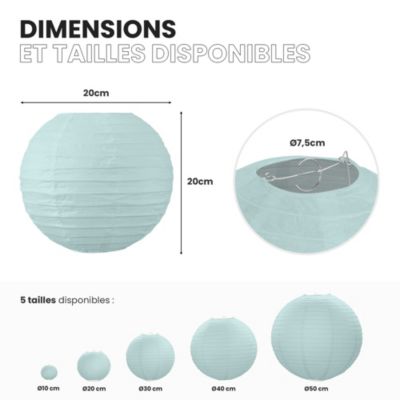 Lot de 12 Boules Japonaises Aquamarine 20 cm