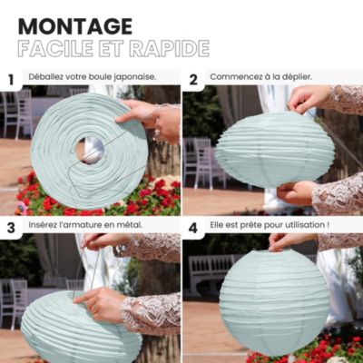 Lot de 12 Boules Japonaises Aquamarine 20 cm