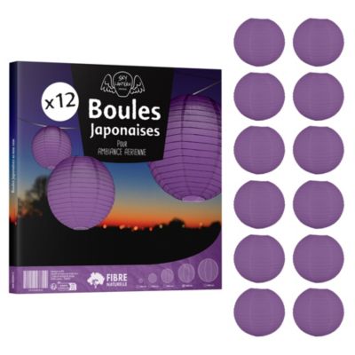Lot de 12 Boules Japonaises Aubergine 40 cm