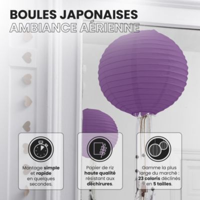 Lot de 12 Boules Japonaises Aubergine 40 cm