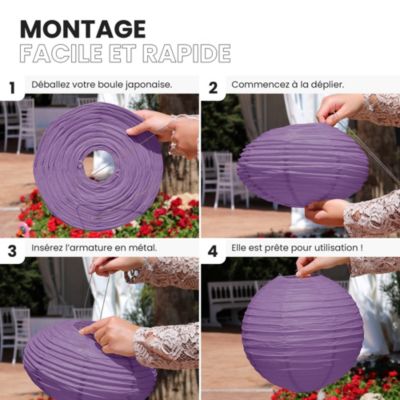 Lot de 12 Boules Japonaises Aubergine 40 cm