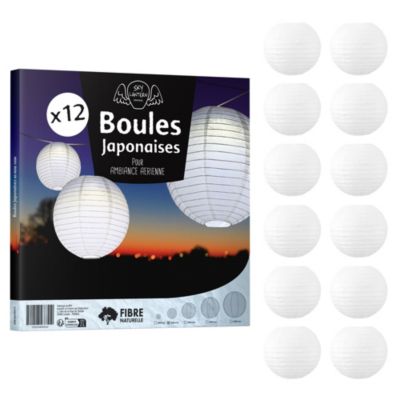 Lot de 12 Boules Japonaises Blanches 20 cm