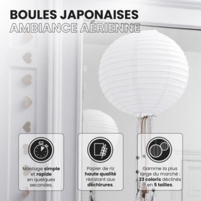 Lot de 12 Boules Japonaises Blanches 20 cm