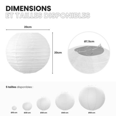 Lot de 12 Boules Japonaises Blanches 20 cm