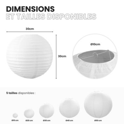 Lot de 12 Boules Japonaises Blanches 30 cm