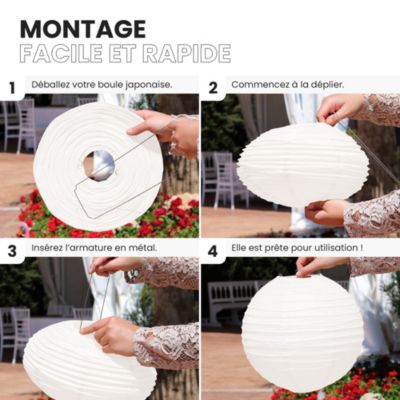 Lot de 12 Boules Japonaises Blanches 30 cm