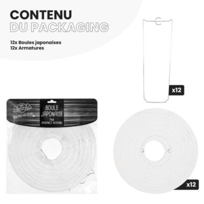 Lot de 12 Boules Japonaises Blanches 30 cm
