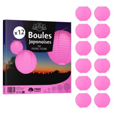 Lot de 12 Boules Japonaises Fuchsia 10 cm