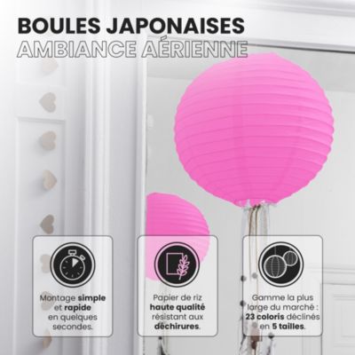 Lot de 12 Boules Japonaises Fuchsia 10 cm
