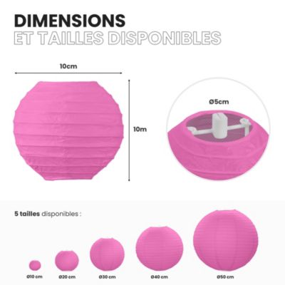 Lot de 12 Boules Japonaises Fuchsia 10 cm