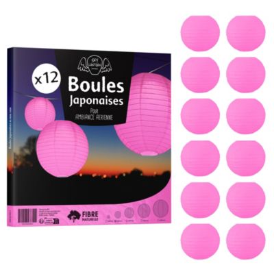 Lot de 12 Boules Japonaises Fuchsia 20 cm