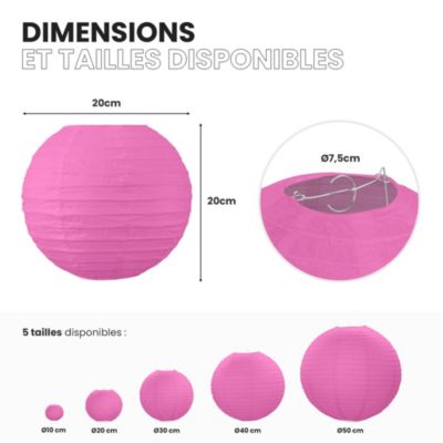 Lot de 12 Boules Japonaises Fuchsia 20 cm