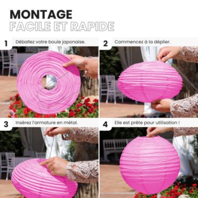 Lot de 12 Boules Japonaises Fuchsia 20 cm