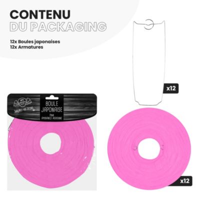 Lot de 12 Boules Japonaises Fuchsia 20 cm