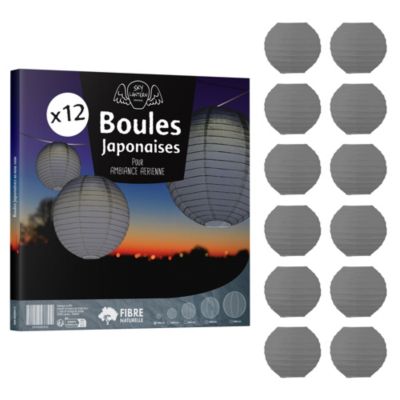 Lot de 12 Boules Japonaises Grises 10 cm